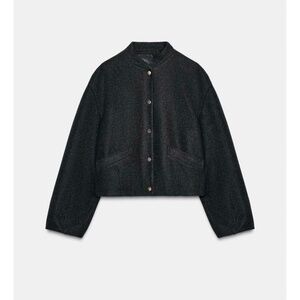 Zara Soft Bomber Jacket Gray Size Small NWT